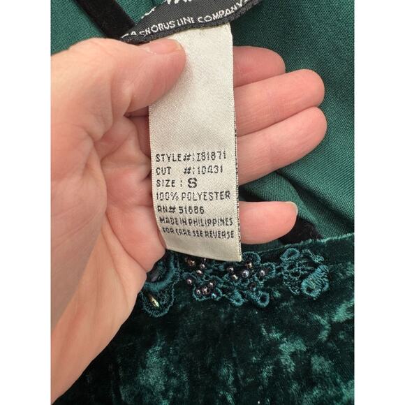 Vintage Y2K All That Jazz Forest Fairy Beaded Velvet Dress Small Green Polyester - Picture 7 of 8